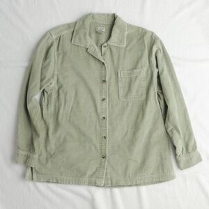 L.L. Bean Wide Wale Corduroy Womens Medium Green Comfort Relaxed Shirt Shacket